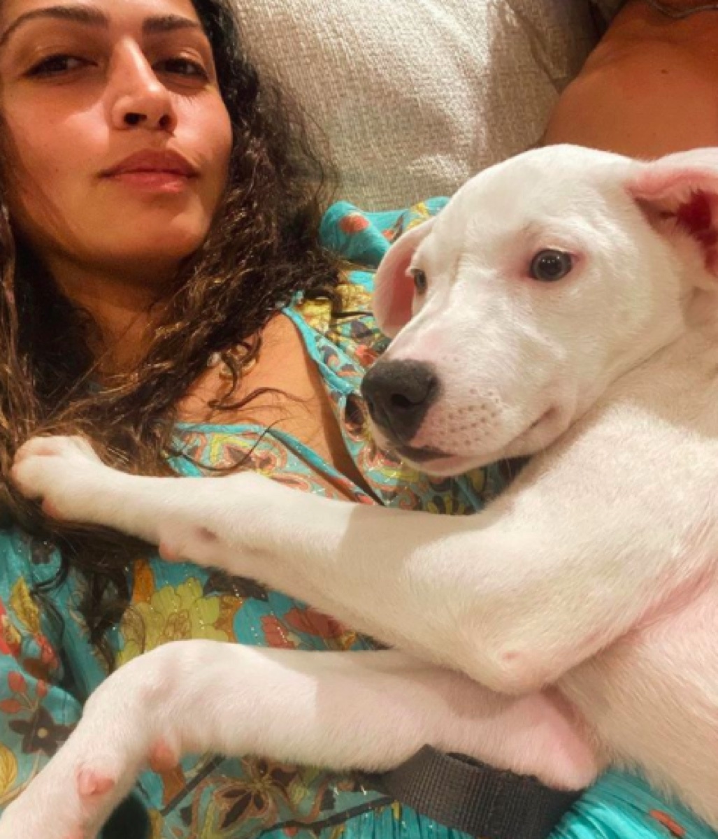 Camila Alves with adopted puppy on Instagram