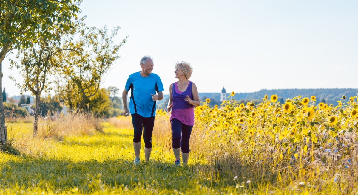 Older Couple Walking Outside {Secrets to a Long Life}