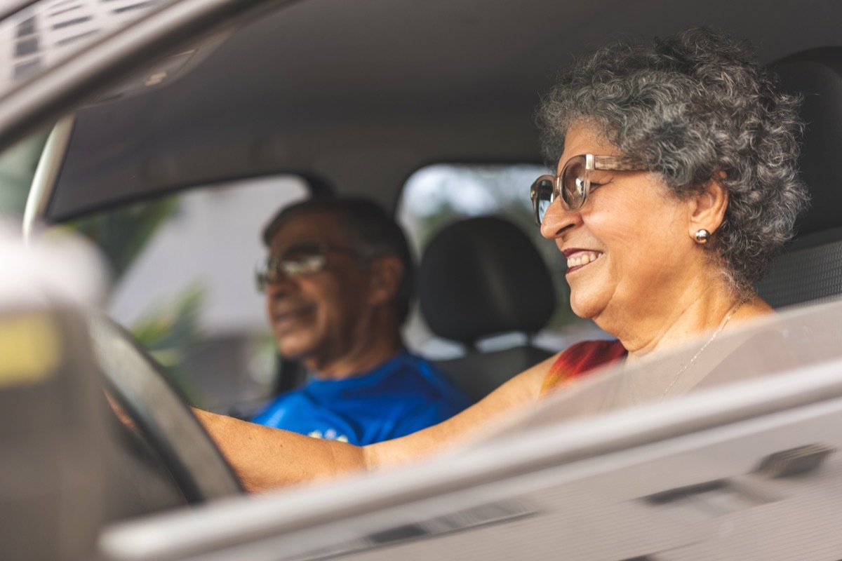 Senior woman driving a car