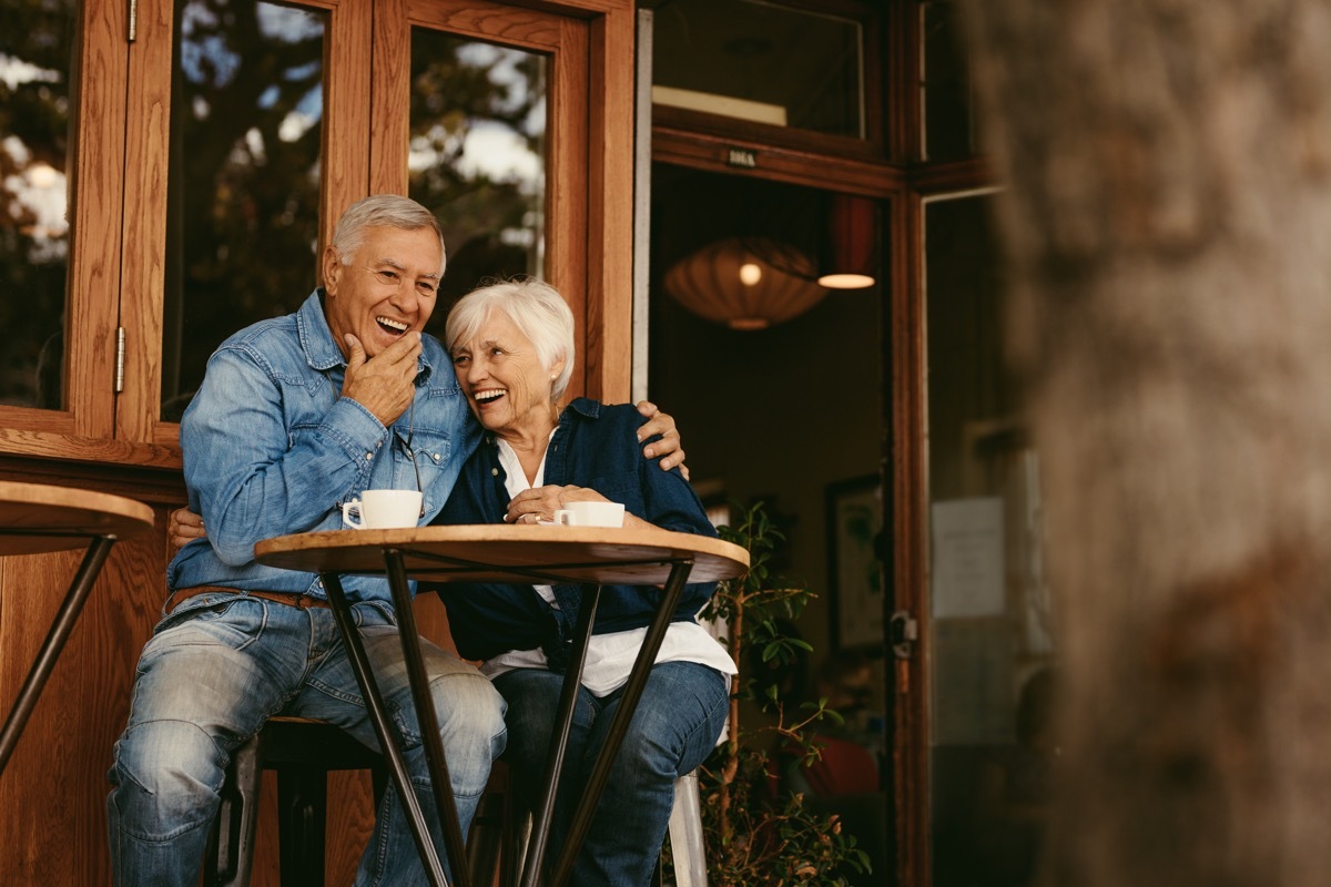 Older couple at coffee shop