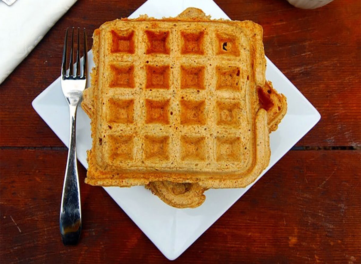 vegan chia waffle on a plate