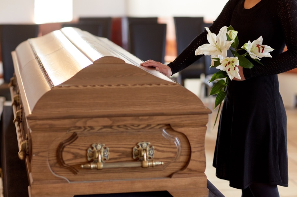 coffin at funeral