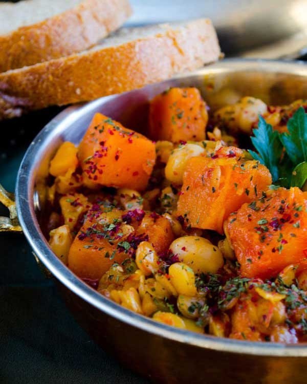 pumpkin stew with lentils and chickpeas