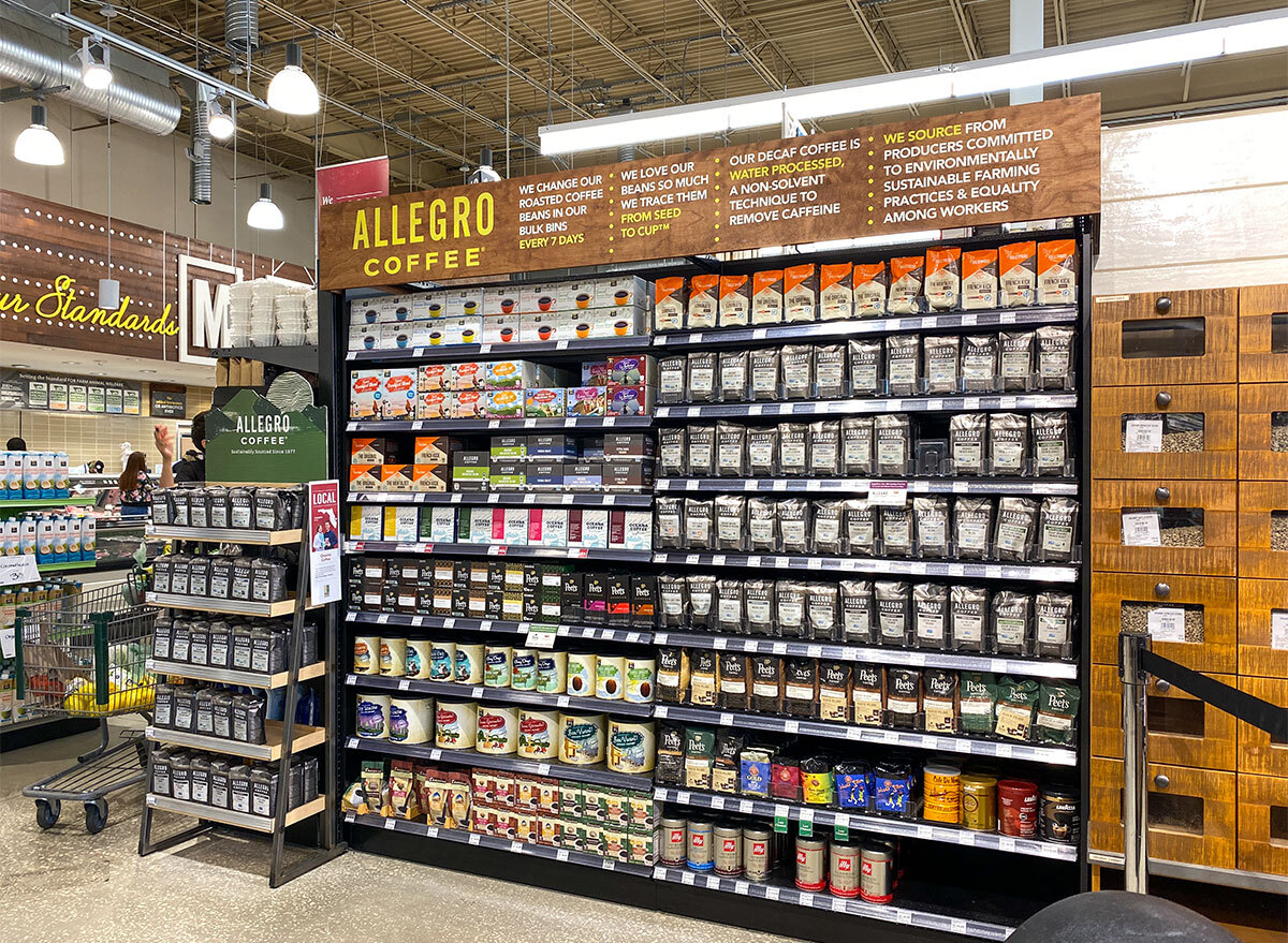 allegro coffee aisle at whole foods