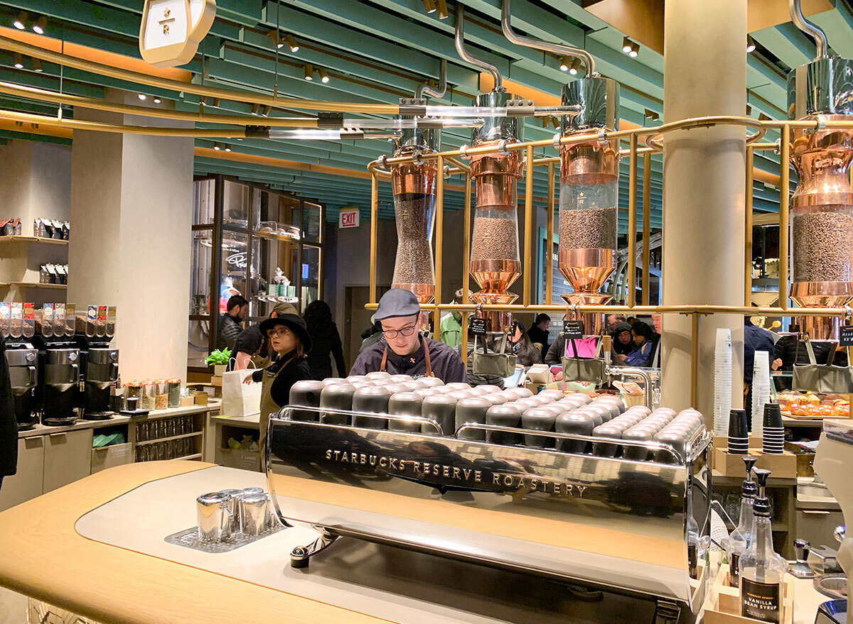 Barista behind the counter at a Starbucks Reserve Roastery