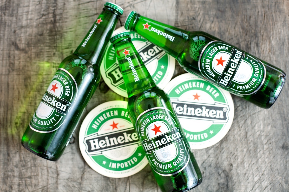 glass bottles of heineken beer