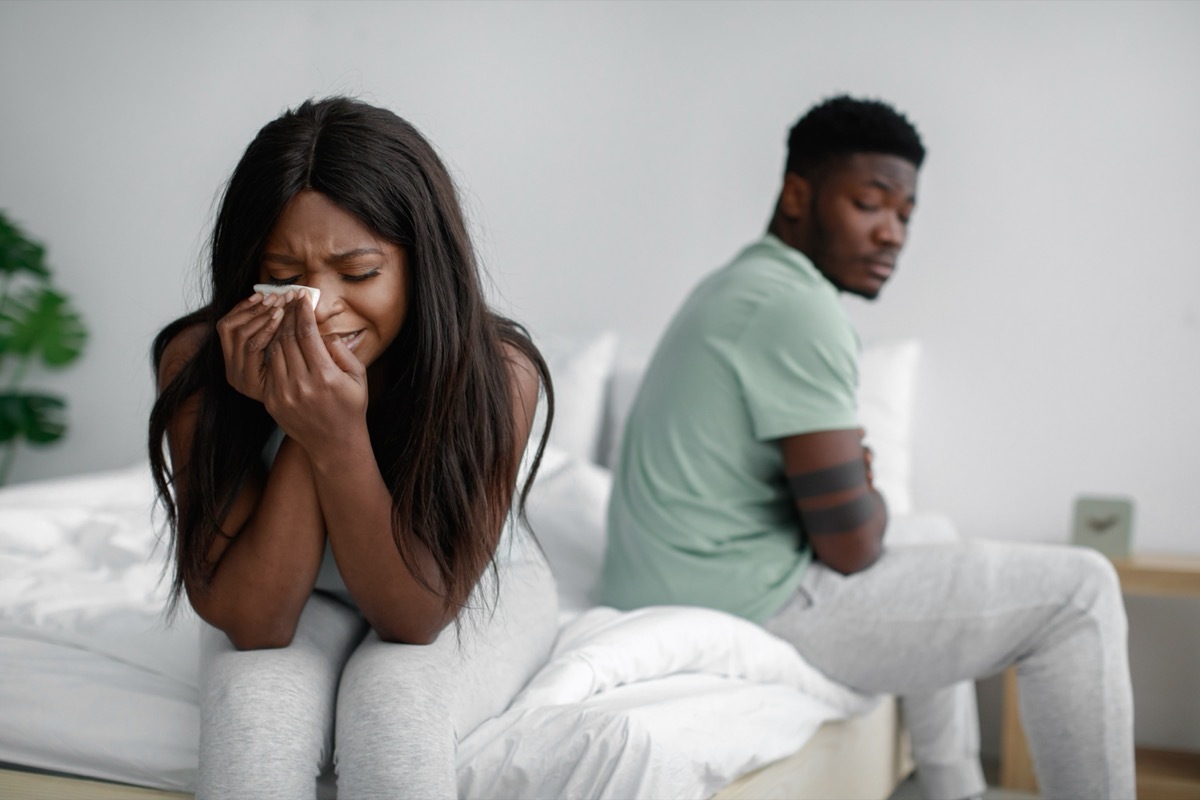 woman crying after fight