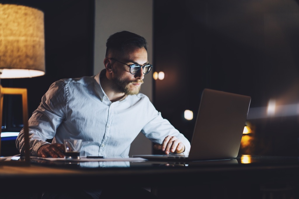 man working at night