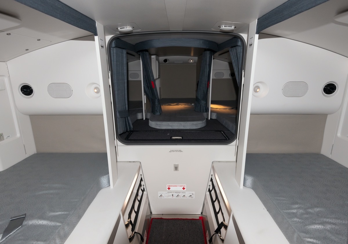 the cabin crew rest area on an airbus