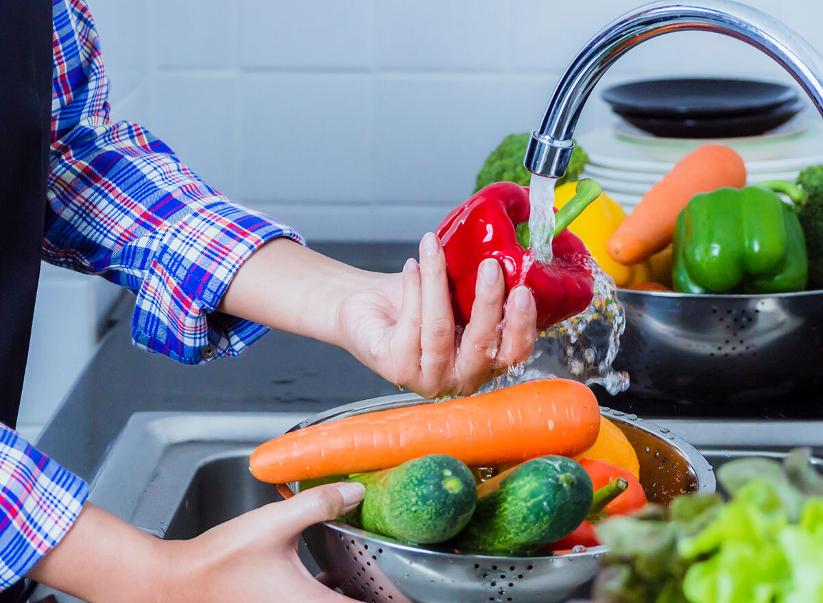 washing vegetables