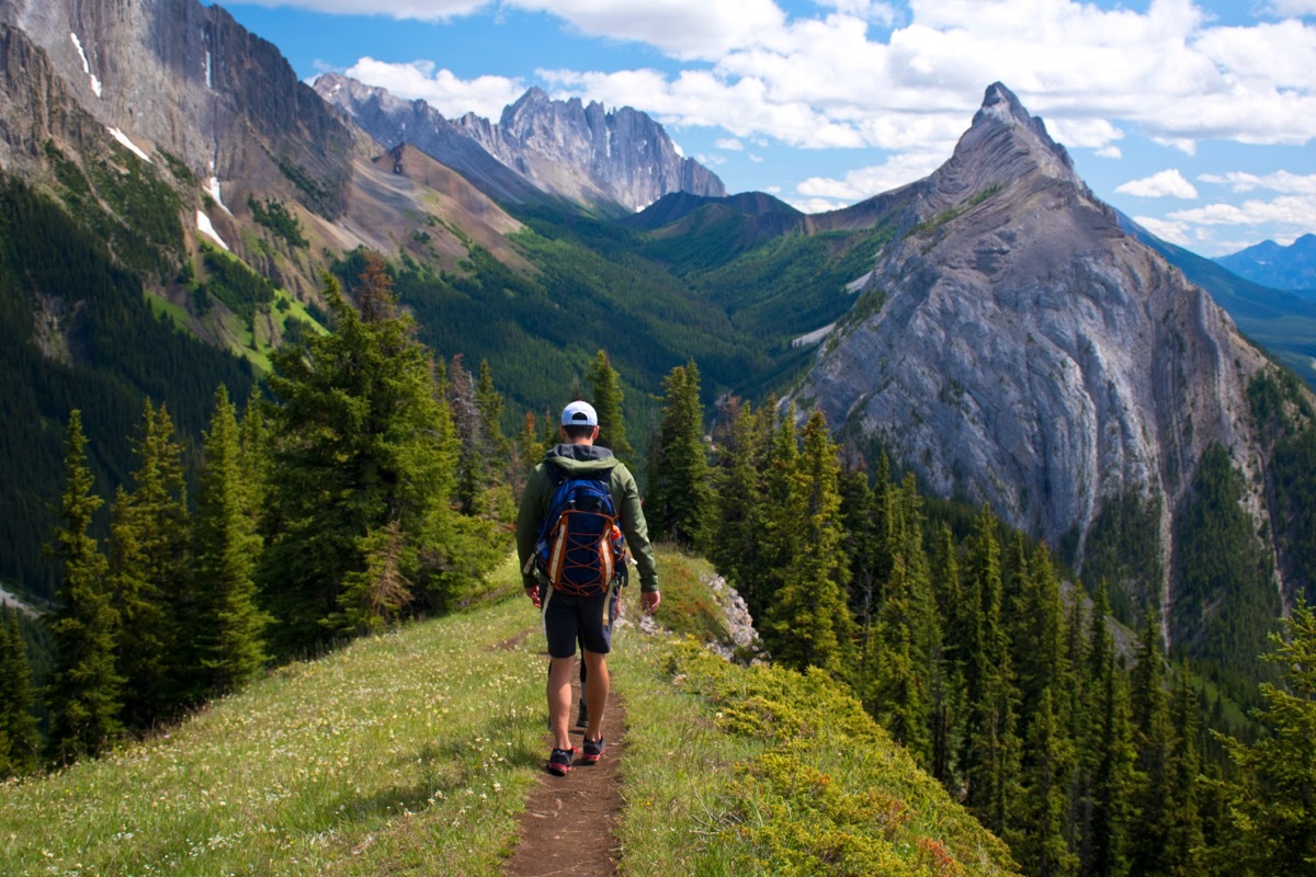 man on hiking trail