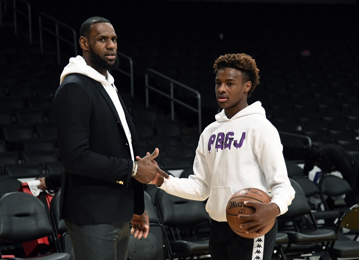 LeBron and Bronny James 2018