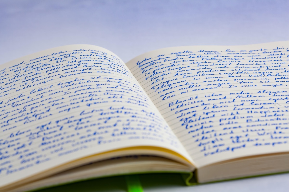 Handwritten notes in a notebook showing great handwriting