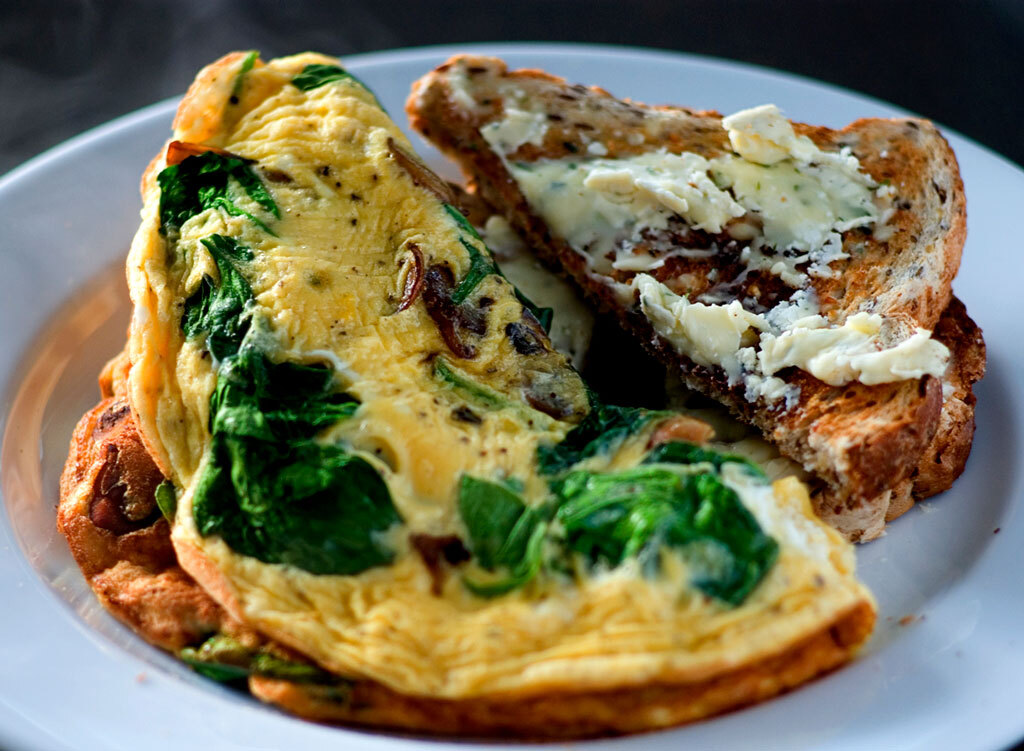 Spinach mushroom omelet