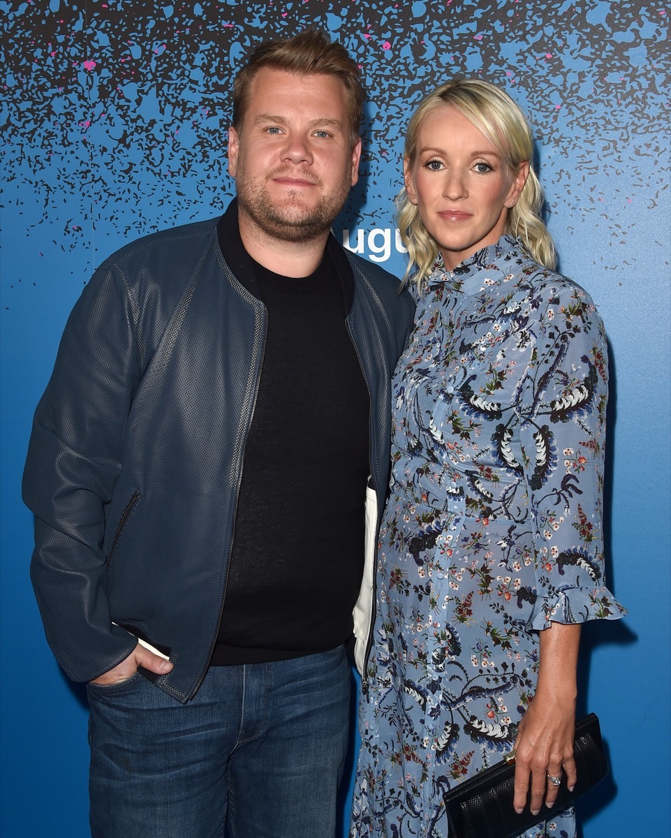 james corden and wife julia carey on the red carpet