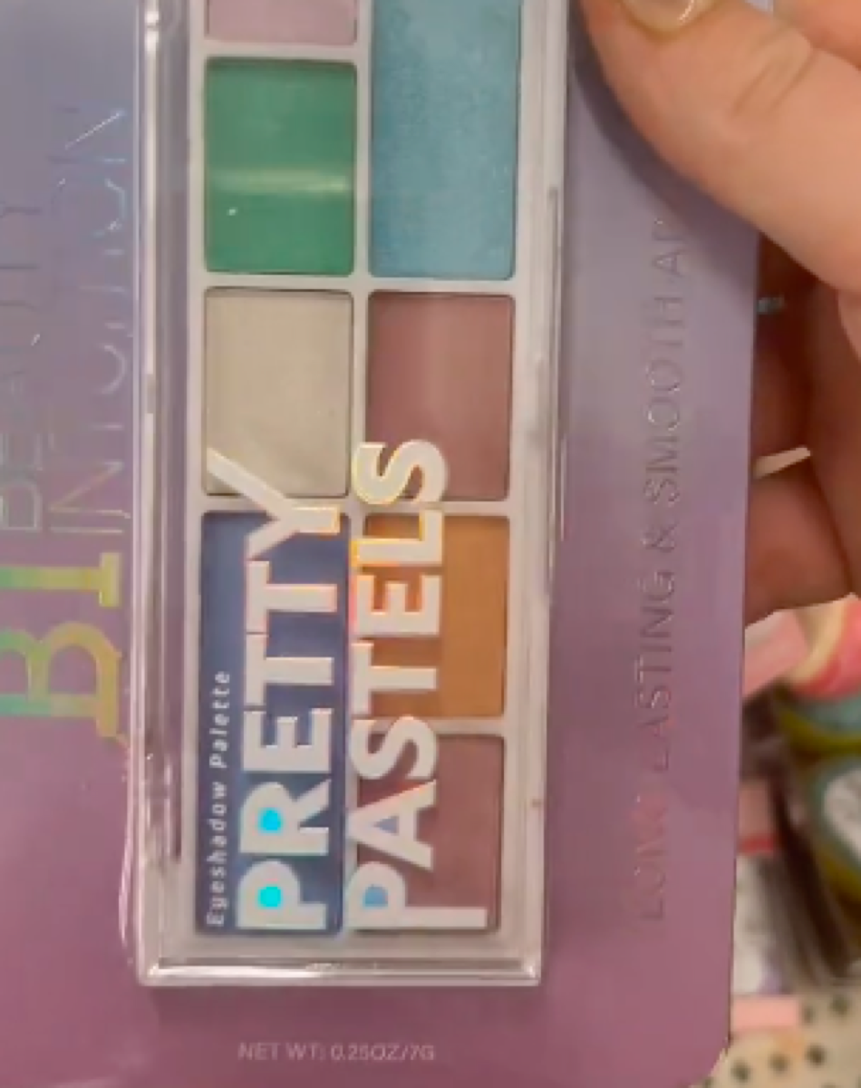 still from TikTok showing Dollar Tree eyeshadow palette