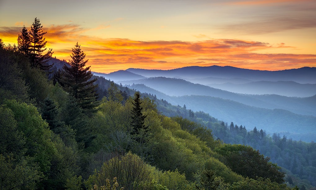 sunset over great smoky mountains