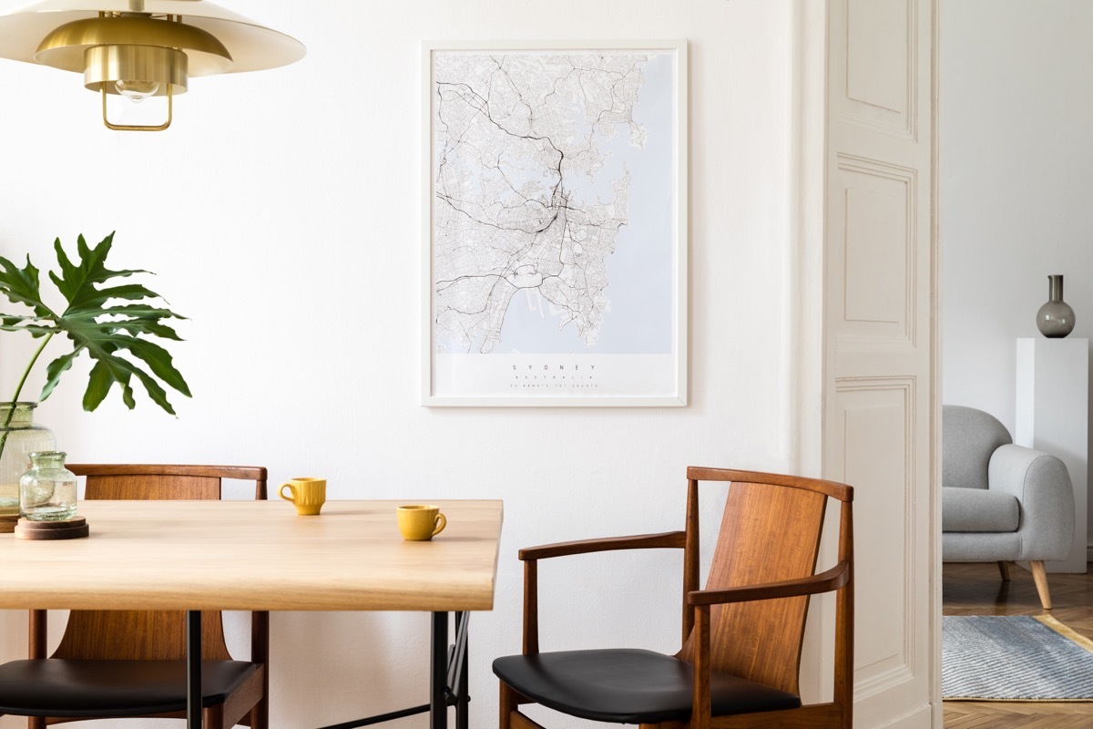 travel map in the kitchen space