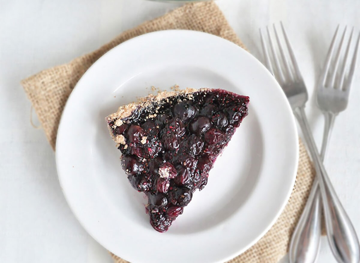 slice of vegan blueberry pie