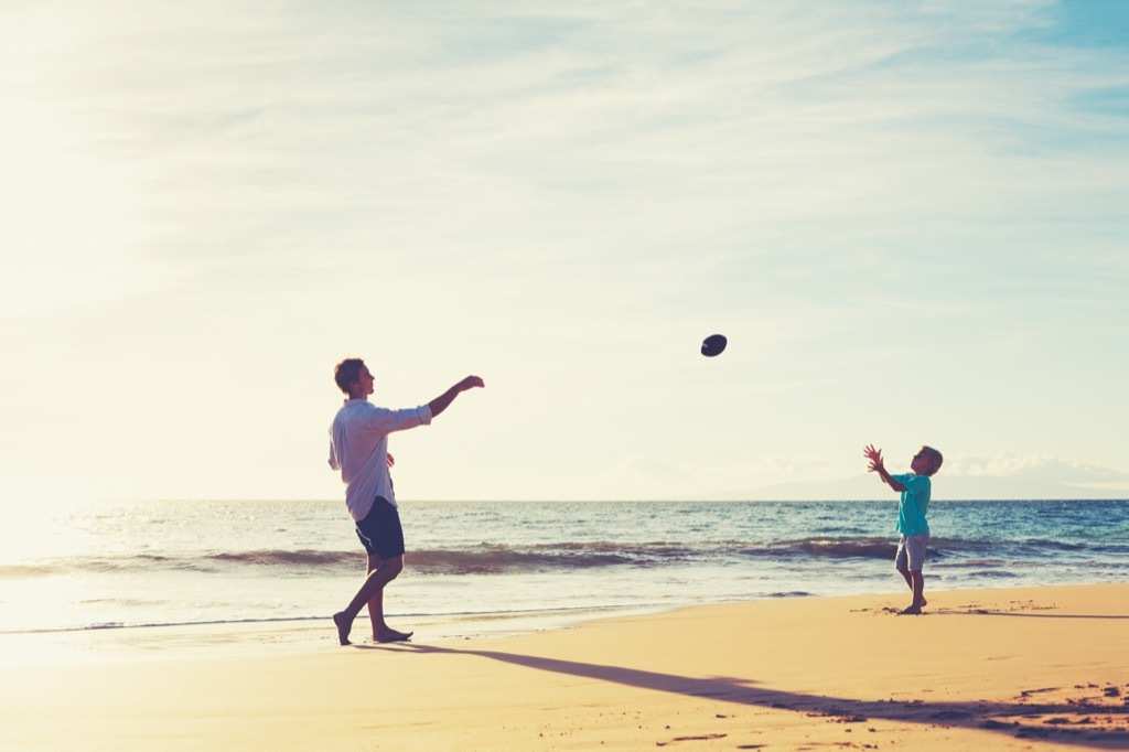 father and son playing catch