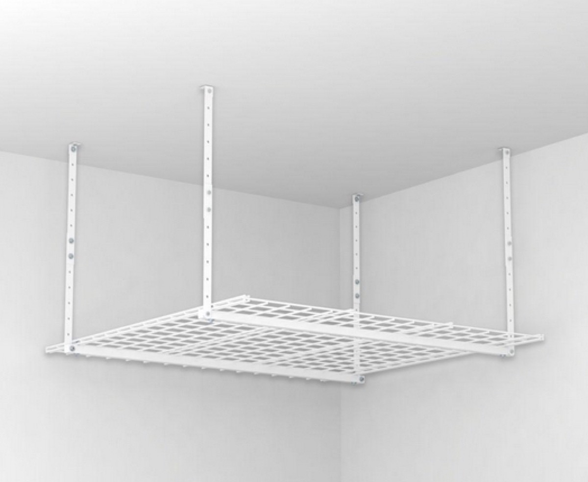 white ceiling storage rack