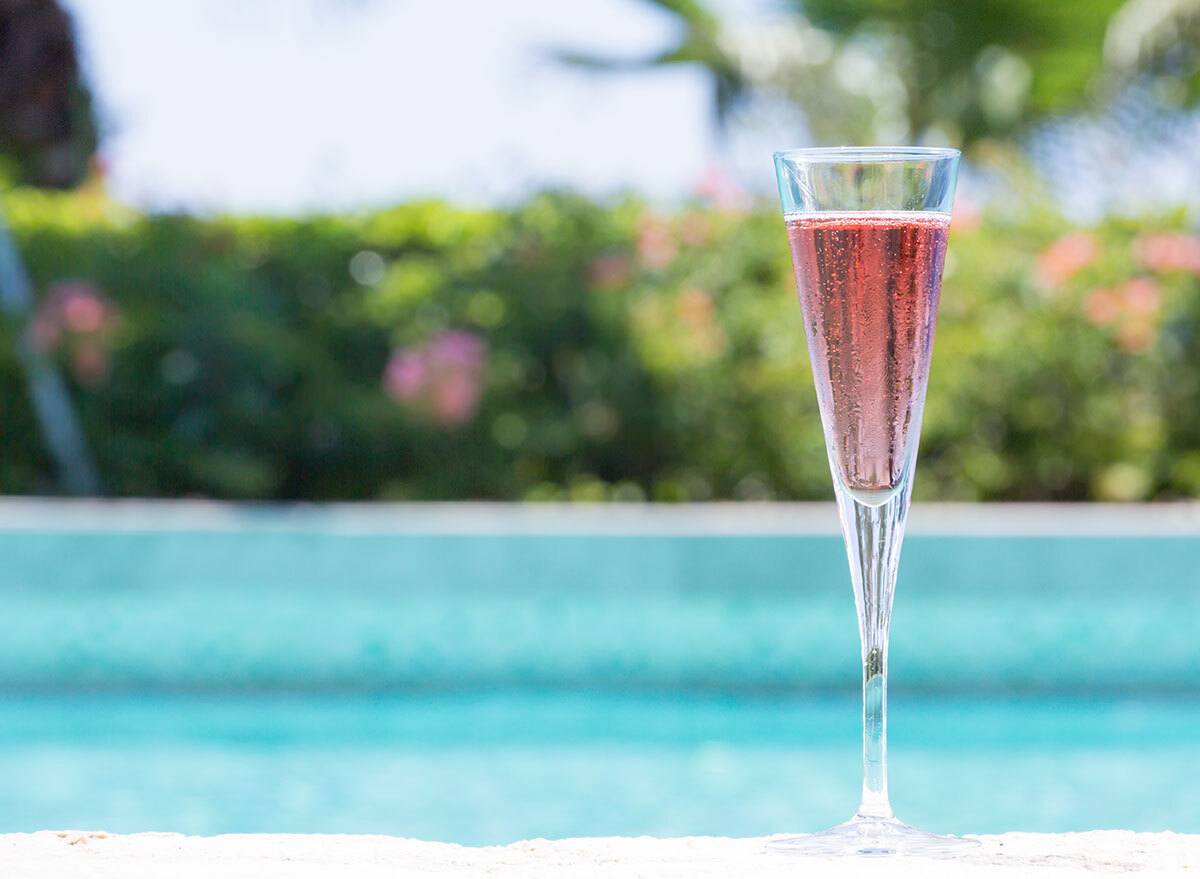 kir royal cocktail in tall champagne glass