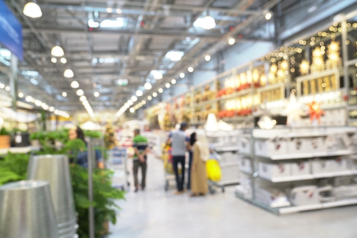 Blurred image of Shoppers at HomeGoods. 