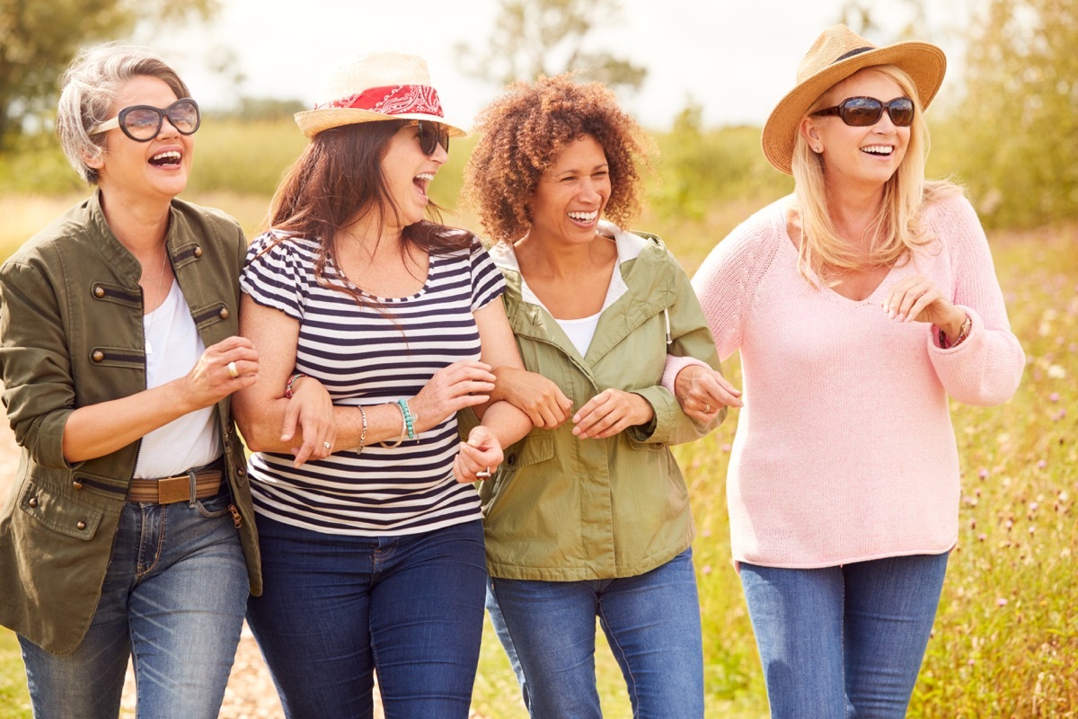 Group of older female friends hanging out