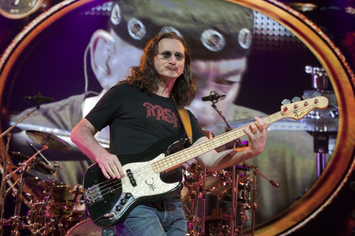 Geed Lee of rock band Rush at the Gibson Amphitheater in 2011