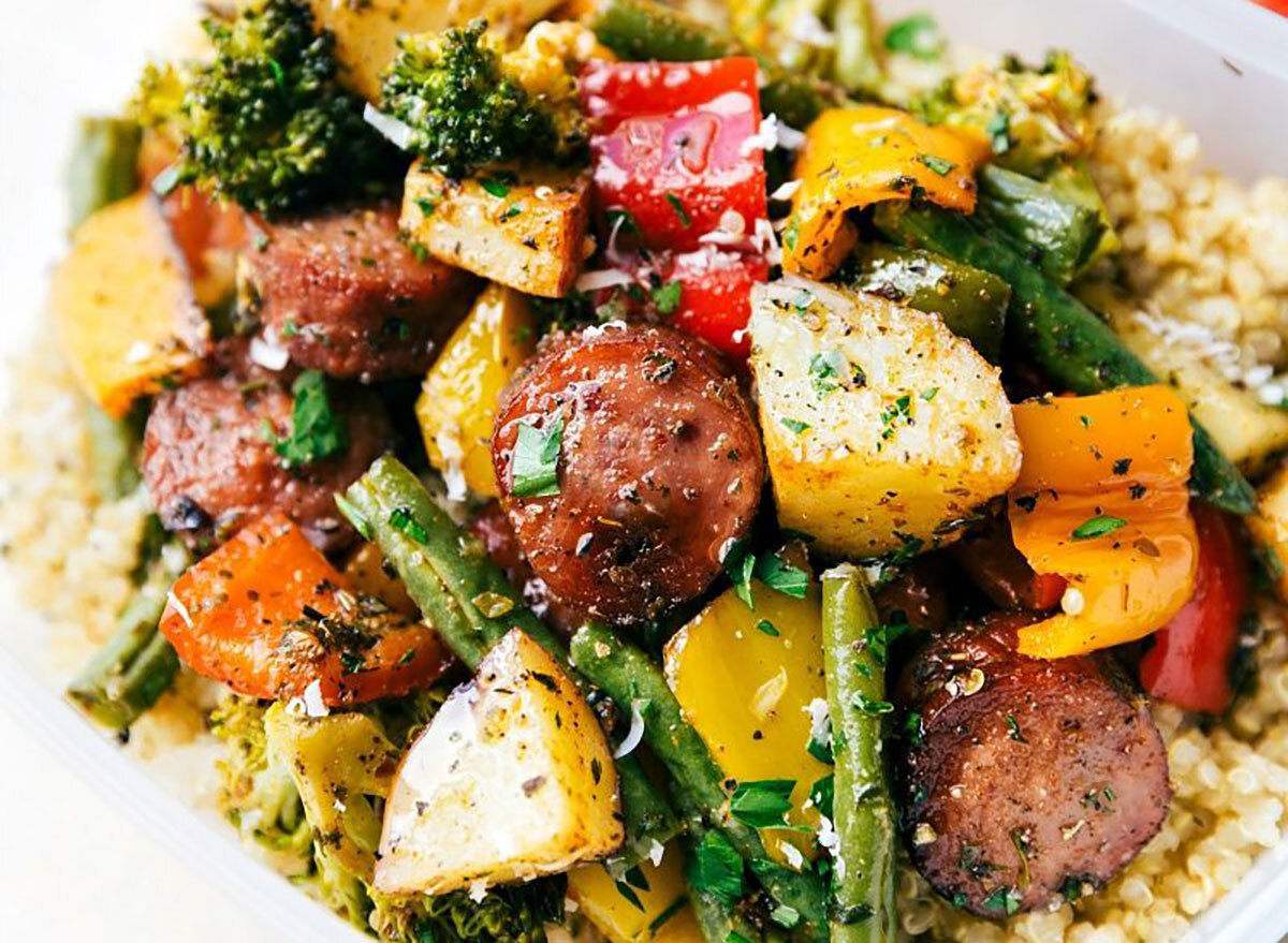 Sausage and roasted veggies