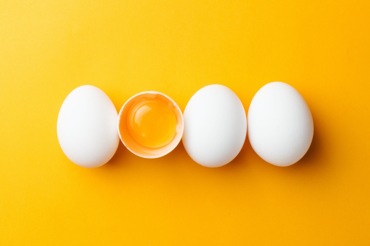 Eggs against yellow background