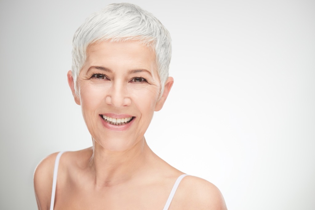 older woman with pixie cut, look better after 40