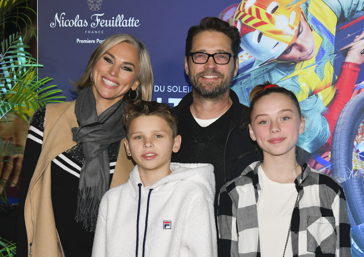 Naomi Lowde-Priestley, Jason Priestley, and their children Dashiell and Ava at the premiere of Cirque Du Soleil's 