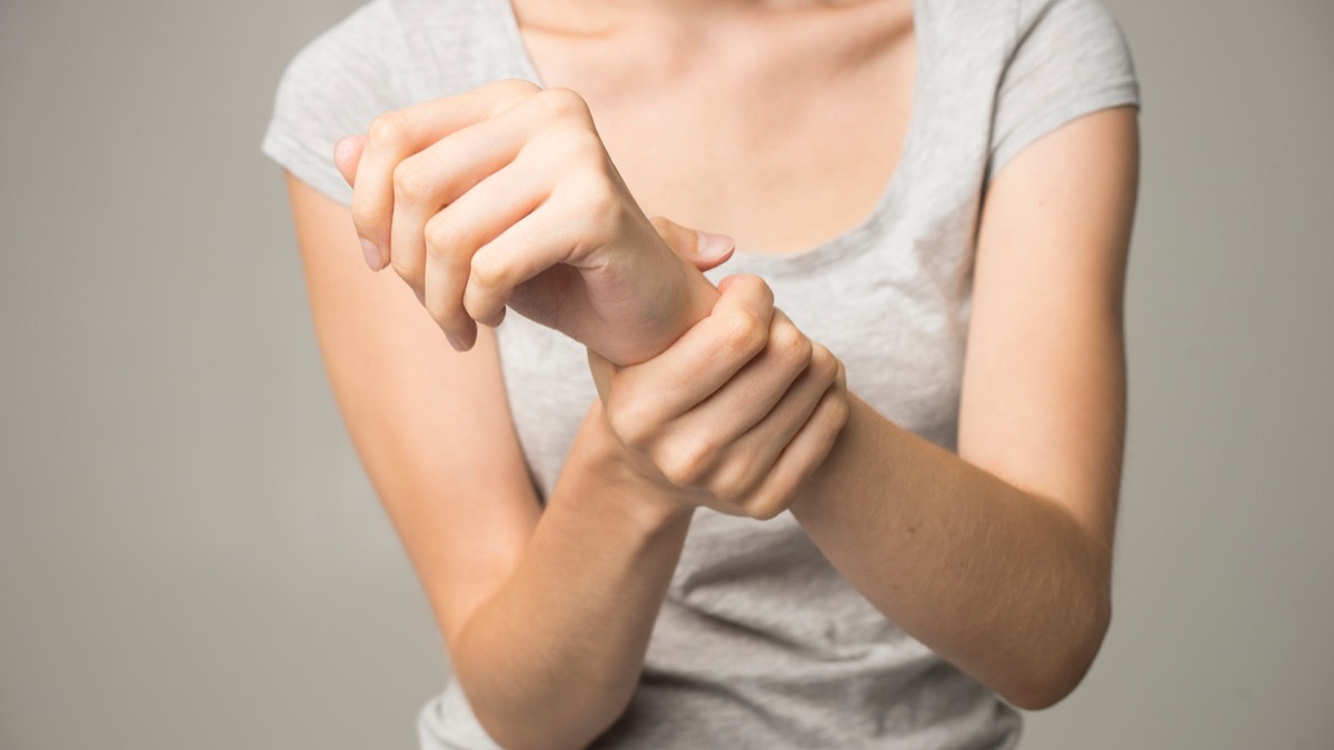 hands of Middle-aged women patient with Parkinson's disease