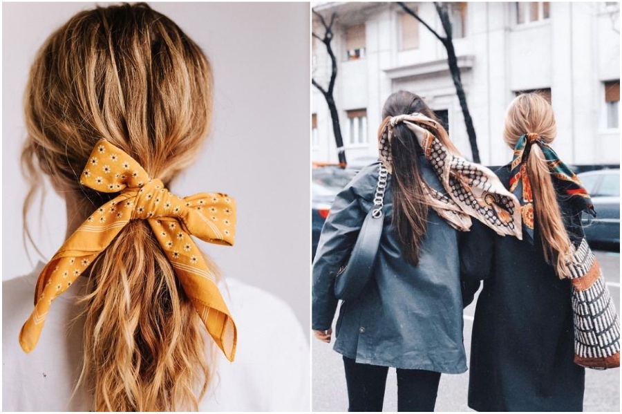 Ponytail With A Hair Scarf | 12 Pretty Long Hairstyles for Fall 2019 | Her Beauty