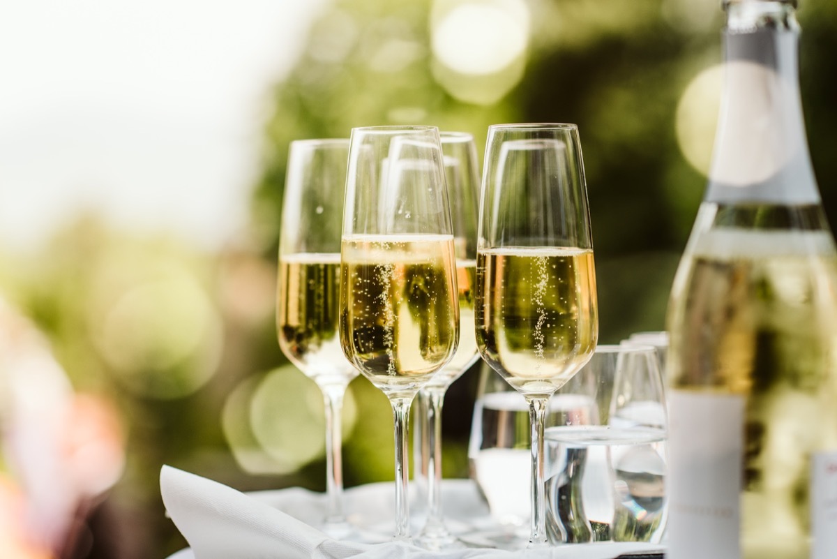 close-up of champagne flutes