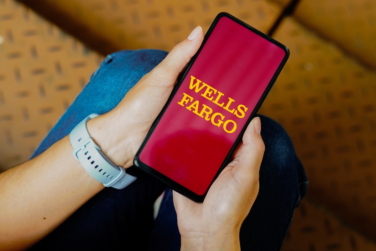 wells fargo logo on smartphone