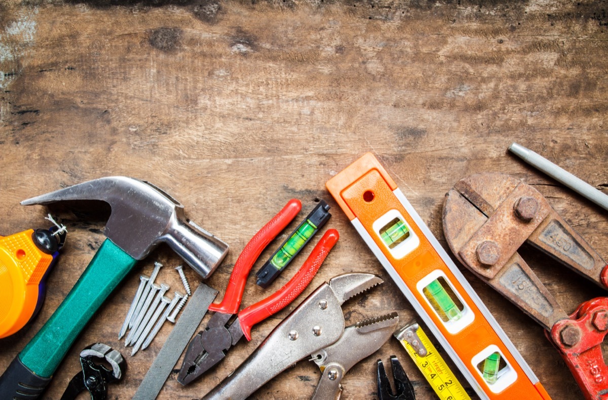 Tools Set Out on a Wood Board