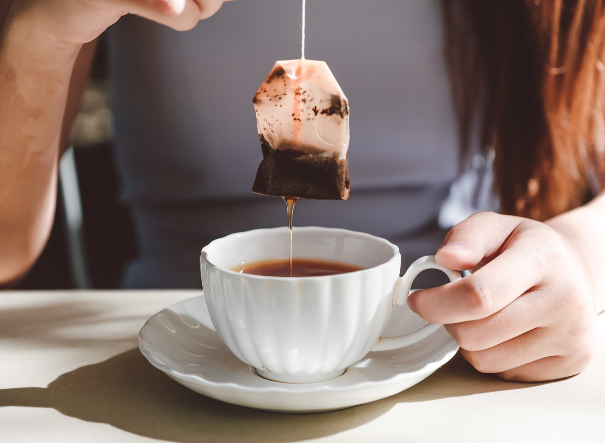 cup of tea made with tea bag