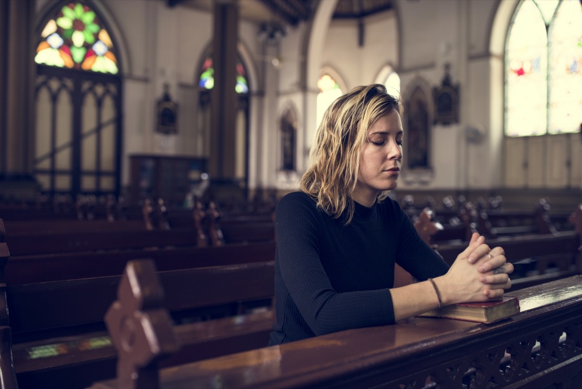 Woman Sitting Church