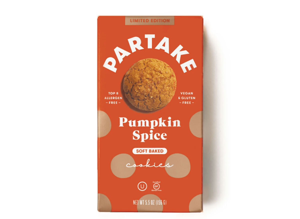 box of partake foods pumpkin spice cookies