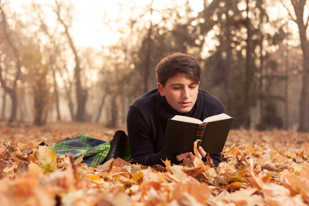 Man Reading Poems Alone