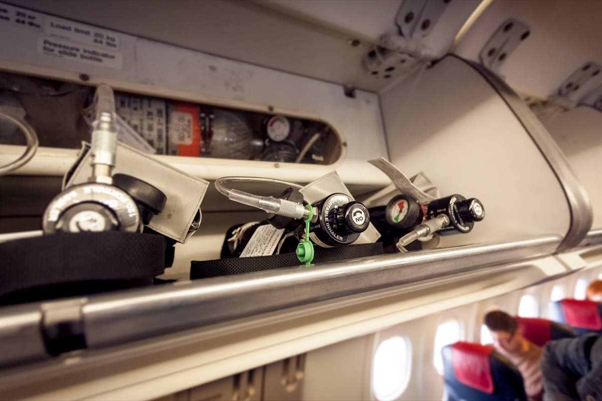 oxygen cylinders on airplane