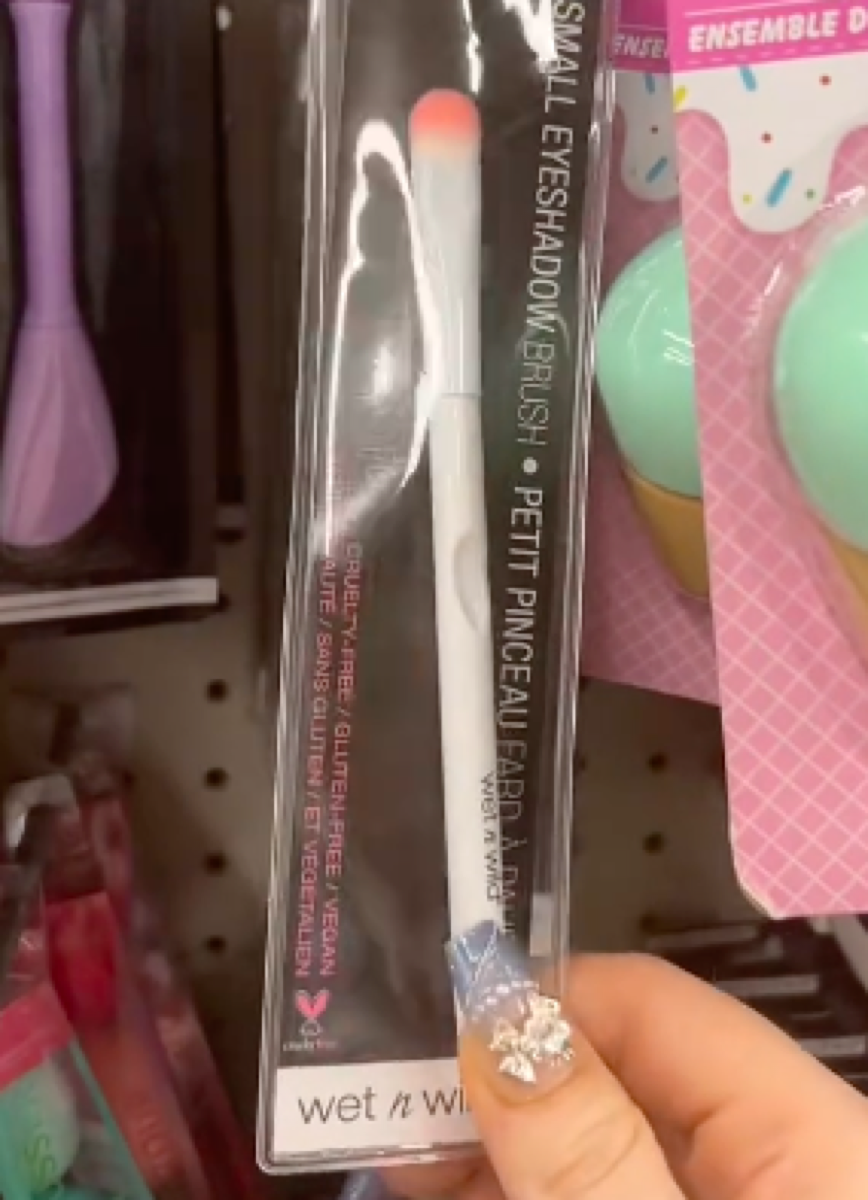 still from TikTok showing Dollar Tree makeup brushes