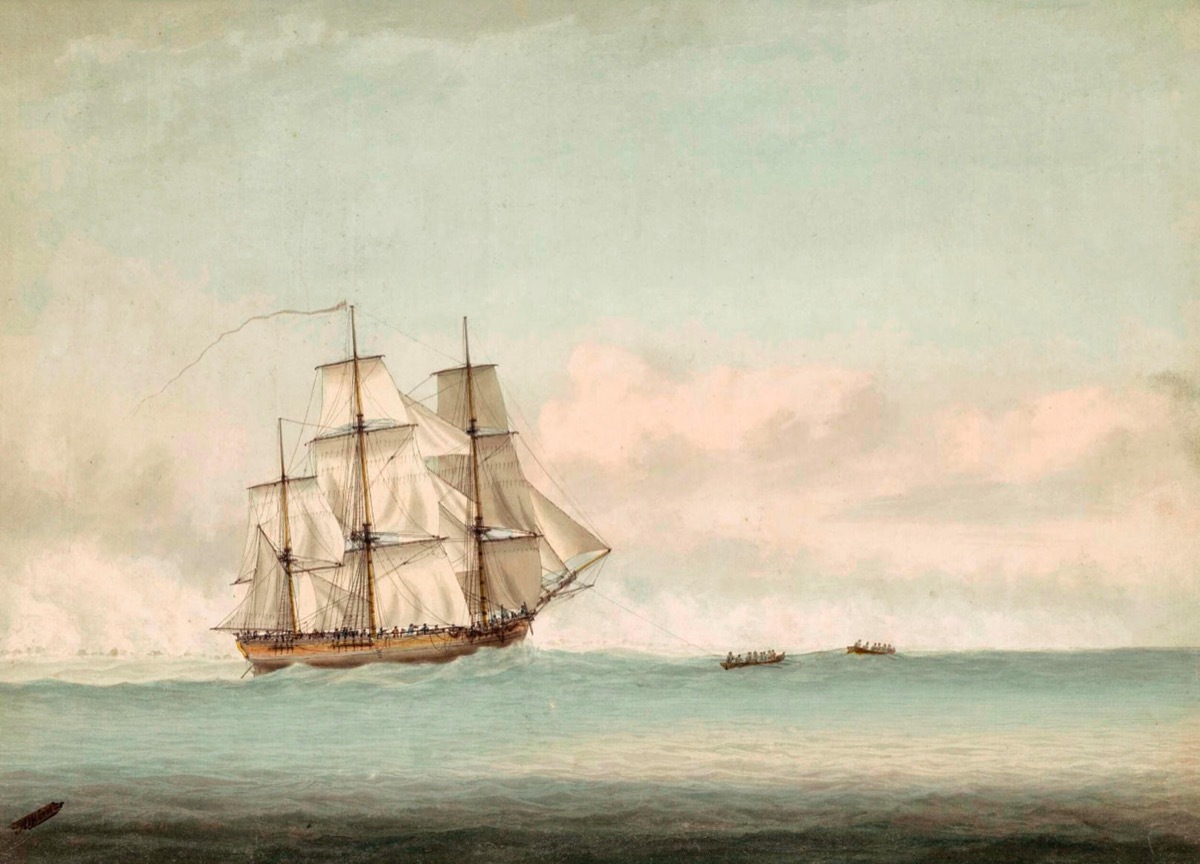 HMS Endeavour off the coast of New Holland - Samuel Atkins, 1794