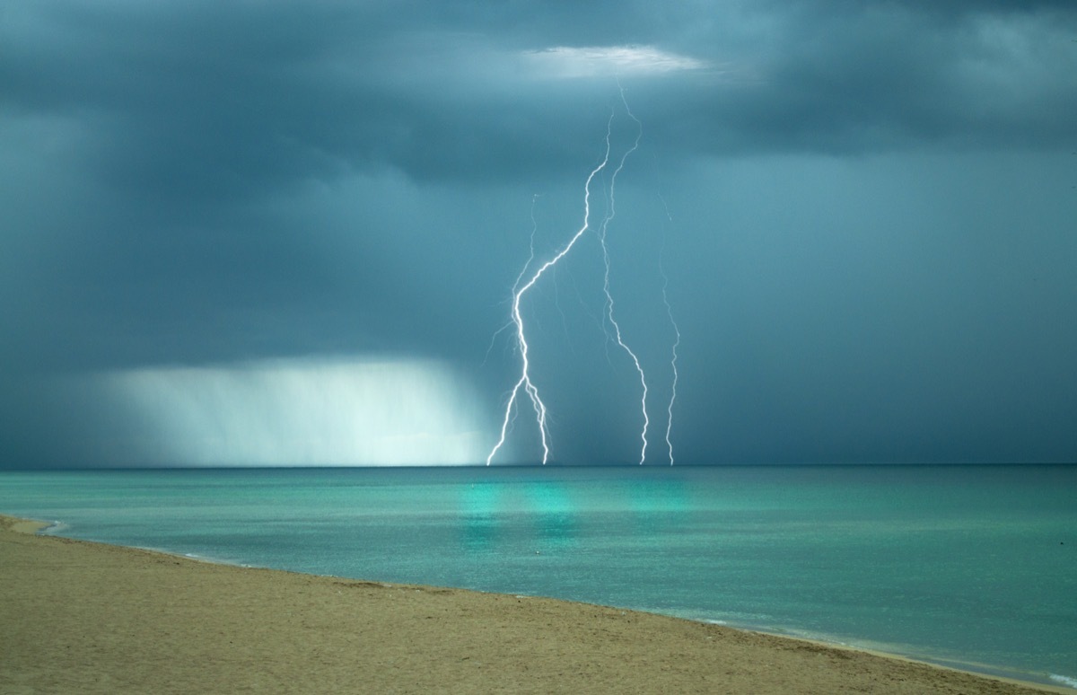 Lightning on Miami Beach Florida