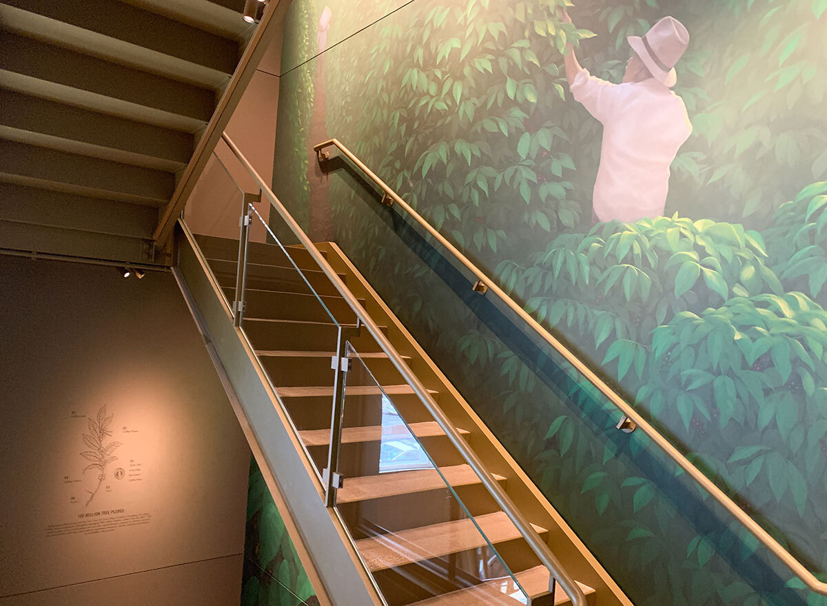 Original mural in the Starbucks Reserve stairwell from famous Chicago artist