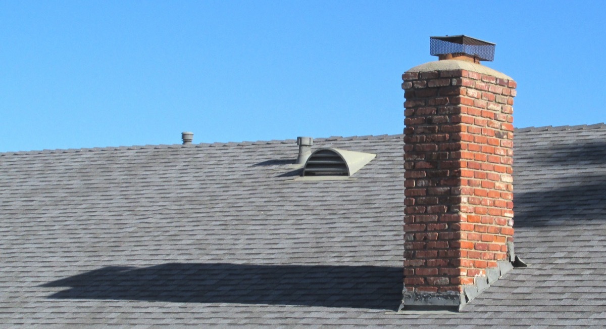 brick chimney on roof