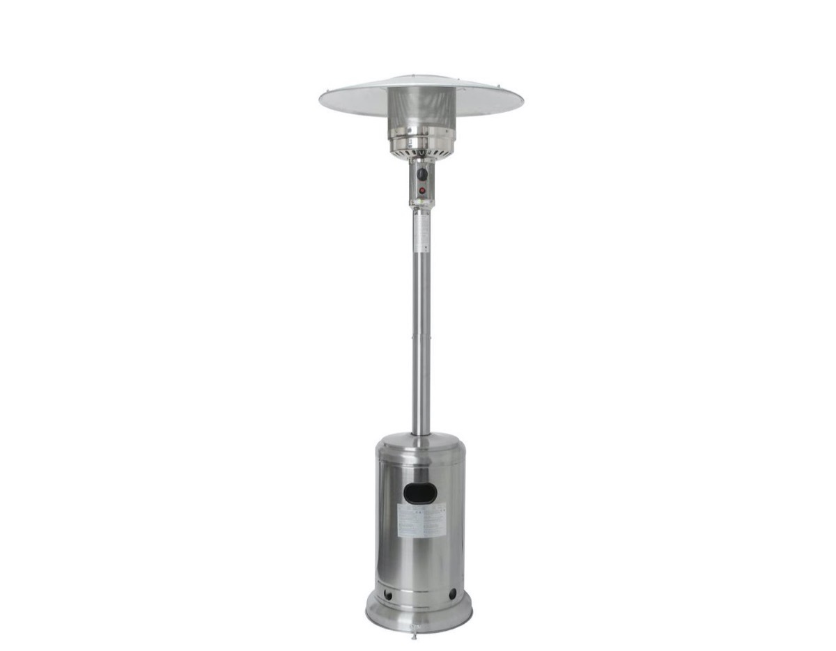 silver propane patio heater