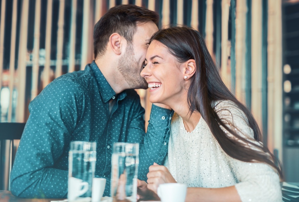 Happy couple flirting. women